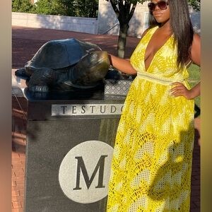 ASOS EDITION cutwork embroidered palm dress with maxi overlay